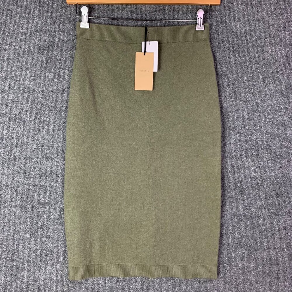 NEW $69 Halogen Nordstrom Olive Knit Pencil Skirt Soft‎ Stretch Small Petite